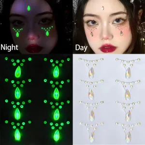 1pc Glowing Rhinestone Face Sticker Face Gems Jewels Stickers Diamonds Bright Stickers for the Face Festivals Accessories