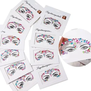 1pc Mermaid Face Jewels Gem Rhinestones Rave Eyes Body Temporary Sticker Crystal Face Stickers Decorations for Festival Party