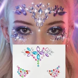 1pcs Mermaid Face Jewels Gem Rhinestones Rave Eyes Body Temporary Sticker Crystal Face Stickers Decorations for Festival Party