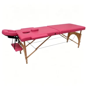 2 Section Portable Massage Table Wooden Legs Foldable Spa Bed for Clinic Salon