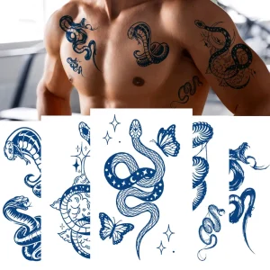 2 Weeks Long Last Semi permanent Tattoos Waterproof Snake Tattoos Juice Tattoos Sticker for Adult Men Boys Kirin Dragon