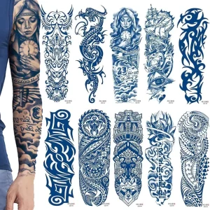 2 Weeks Long Lasting Semi Permanent Temporary Tattoo Waterproof Full Sleeve Tattoo Sticker for Men