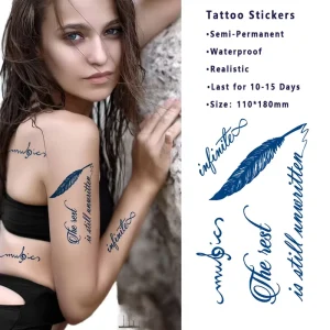 2 Weeks Women Girls Semi Permanent Temporary Waterproof Tattoo Stickers Paper Rose Peony Lotus Flowers for Face Body Decoration