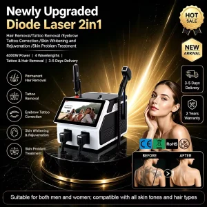 2 in 1 Desktop Diode Laser Hair Removal Pico Laser Tattoo Removal Machine 755 808 940 1064nm Professional Salon Equipment