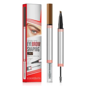 2 in 1 Double End Eyebrow Pen 4 Fork Microblading Liquid Brow Pen & Clear Brow Gel Waterproof Eyebrow Makeup Private Label