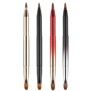 2 in 1 Double-ended Retractable Lip Eyes Brush Blusher Concealer Eyeshadow Eyeliner Eyebrow Cosmetic Beauty Makeup Brush