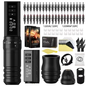2.2 4.2mm Adjustable Stroke Professional Tattoo Gun Set Wireless Tattoo Pen Machine Complete Full Kit Set for Artists