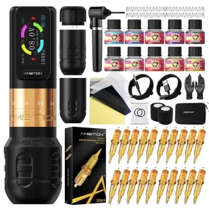 2.2-4.2mm Adjustable Stroke Wireless Tattoo Pen Machine Kit with Cartridge Needles