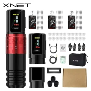 2.4-4.2mm Adjustable Stroke Professional Wireless Tattoo Pen Machine Complete Full Kit Set with 60pcs Cartridge