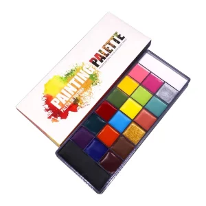 20 Color Oil Based Face Paint Palette with Tattoo Sticker Body Painting Supplies with Brush