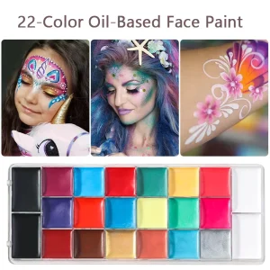 20 Colors Non-Toxic Water-Based MSDS Certified Party Face Paint Body Art Brushes Customized Logo (Color Box) for Adults