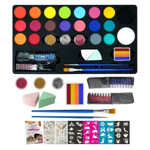 20 Colors Skin Harmless Body Painting with Sponge Glitters Set for Kids Professional Face Paint Kit