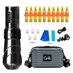 2000mAh Adjustable Stroke Wireless Tattoo Machine Brushless Motor Stainless Steel RCA For Body Art Permanent