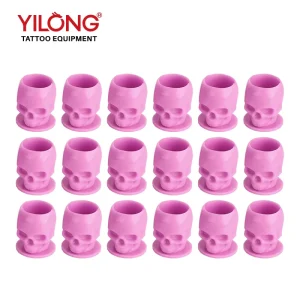 200PCS/BAG Skull Tattoo Ink Cups with Base Plastic Permanent Makeup Pigment for Tattoo Accessories