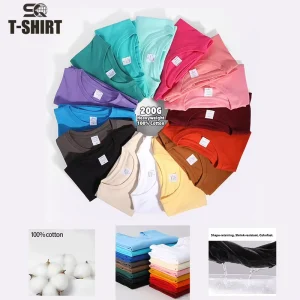 200gsm Heavyweight 100% Cotton Knitted T Shirt O Neck Short Sleeve Regular Fit Letter Pattern Custom Logo Free Sample