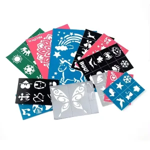 203 Images Face Paint Stencil Set Reusable PET Face Body Painting Templates for Halloween Carnival Kids Party Makeup