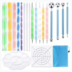 20PCS Mandala Dotting Tools Set Pen Dotting Tools Mandala Stencil Ball Stylus Paint Tray for Painting Rocks Coloring