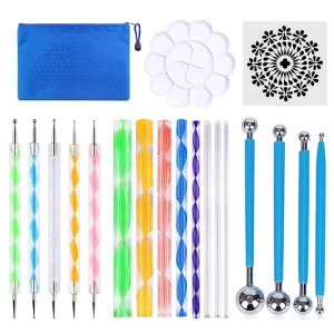 20Pcs Mandala Painting Tools Dot Drill Pen Stick Template Combination Pack Art Supplies Nail Mandala Dotting Tools Set