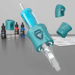 20pcs box Silicone Anti slip One Piece Tattoo Cartridge Needle Beauty Eyebrow Scalp Needle 12# 10# 0.3mm Diameter Body Art
