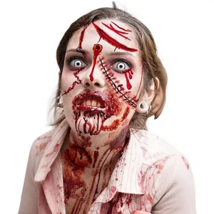 215 Piece 3D Fake Scars & Stitches Temporary Halloween Tattoo Sticker Kit Paper Material Custom for Face All Ages