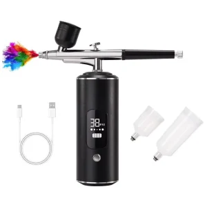 22 28 38PSI Adjustable High Pressure Spray Nail Airbrush With Screen Portable Cordless Airbrush Rechargeable Nail Airbrush