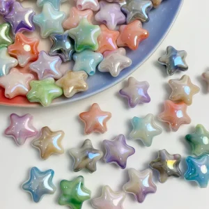 22mm UV 2 Tone Colors Star Shape Acrylic Beads Bead for Jewelry Making Phone Key Chain DIY Beads Accessories