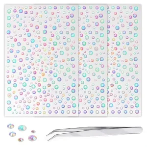 2310 PCS Self Adhesive Vinyl Acrylic Rhinestone Gem Stickers for Face Nail & Body Makeup 4 Sizes 14 Sheets Bling Jewels
