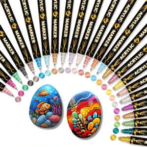 24/48 Color Dual Tip Stackable Non-Press Acrylic Markers Erasable Dry-Erase Wet-Erase Ink Flat Plastic Body 1-5mm Children
