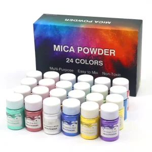 24-Color Neon Metallic Mica Powder Pigment Set for Candles, Cosmetics, Nails, Soap Making, and Epoxy Resin