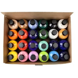 24 Colors 250ml Acrylic Paint Bottle Set with Color Box for Mural Painting and Large Art Projects Heavy Body and High Coverage