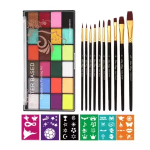 24 Colors Gouache Paint Set Water Based Face & Body Paint for Kids Easy Use & Quick Wash