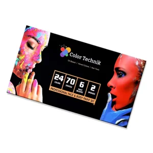 24 Colors Non toxic Educational Water Color Art Kit for Tattoo Face Body Set Canvas Brushes Stickers Sponges