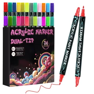 24 Colours Water Based Odourless Brush Tip Skin Tone Acrylic Paint Marker Pens for Art Body