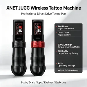 2400mAh Brushless Motor 1.0 5.0MM Direct Drive Adjustable Stroke Wireless Tattoo Machine for Artists