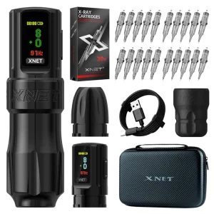 2400mAh Brushless Motor Straight Drive Bar Professional Wireless Rotary Tattoo Machine Pen with 20pcs Cartridge Needle