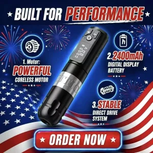 2400mAh Coreless Motor Professional Direct Drive Wireless Tattoo Machine Pen for Tattoo Artists Body Art
