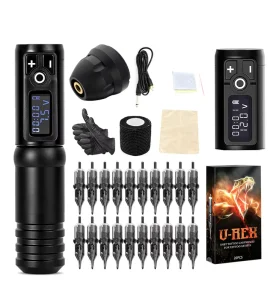 2400mAh Coreless Motor Professional Tattoo Gun Set Wireless Rotary Tattoo Pen Machine Kits with Cartridge for Body Art
