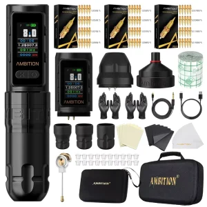 2400mAh Powerful Coreless Motor Professional Tattoo Gun Set Wireless Tattoo Pen Machine Full Complete Kit