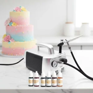 25W Airbrush with Compressor and 18L/min Air Output for Cake Decorating Professional Plastic Square Cake Tools Set