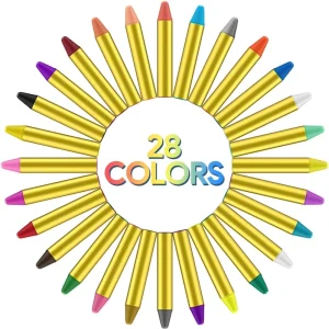 28-Color Face Painting Kit Wax Crayons & Body Paint Sticks Pens Easy Washable Children’s Make-Up Supplies