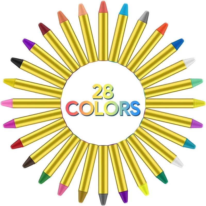 28-Color Face Painting Kit Wax Crayons & Body Paint Sticks Pens Easy Washable Children’s Make-Up Supplies