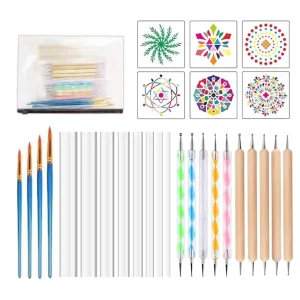 28 PCS Mandala Dotting Kit Mandala Dotting Tools and Stencils for Painting Rocks Nail Dotting and Art Drawing Supplies
