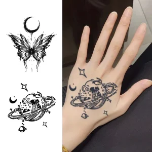 2Weeks Semi Permanent Tattoo Stickers Water-Transfer Cute Designs Herbal Plant Based Temporary Tattoo for Leg Body