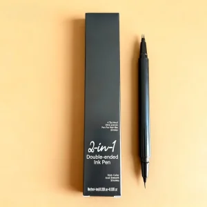 2in1 Dual Tip Microblading Eyebrow Pencil Waterproof Smudge Proof Faux Brow Pen & Eyeliner with Dual Brush for Hair Like Strokes