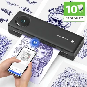 3 1 Portable Wireless for 203dpi High-Resolution Temporary Thermal Tattoo Stencil Printer Machine Skin Home Office