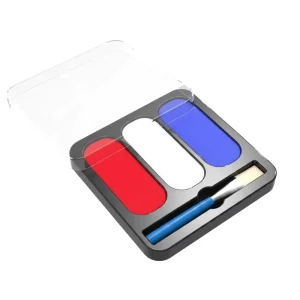 3 Color Red White Blue Face Paint Kit Water Based Body Paint with Brush for National Flag Party Halloween Cosplay Makeup