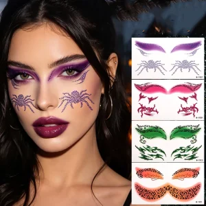 3 Colorful Leopard Freckle Eye Tattoo Stickers for Halloween Cosplay