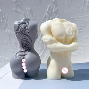 3 Designs Dragon Tattoo Man Woman Body Candle Mold Female Human Torso Goddess Lion Body Silicone Mold for Resin Art