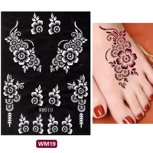 3 Layer Reusable Henna Tattoo Stencil Flower Design for Girls