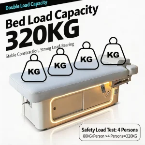 3 Motor Electric Beauty Bed Wooden Storage Base Facial Spa Massage Table Adjustable Height White PU Salon Furniture Tattoo